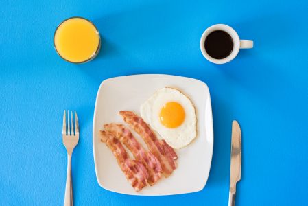 Coffee, Orange Juice, Bacon, Eggs Breakfast Free Stock Photo