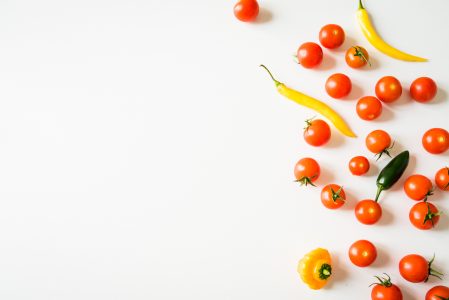 Tomato & Pepper on White Background Free Stock Photo