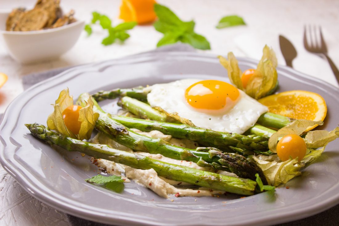 Free photo of Asparagus and Fried Eggs
