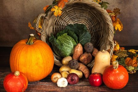 Basket of Autumn Vegetables Free Stock Photo