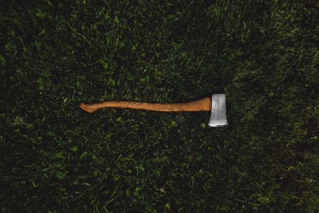 Axe in Grass Free Stock Photo