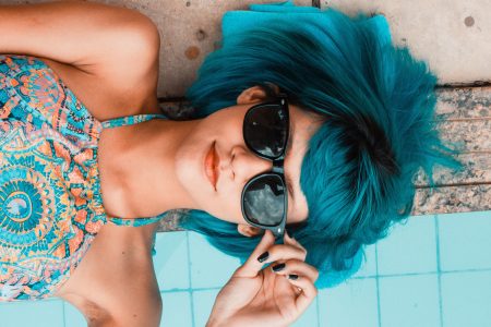 Blue Hair & Sunglasses Free Stock Photo