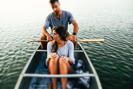 Couple in Canoe Boat Free Stock Photo