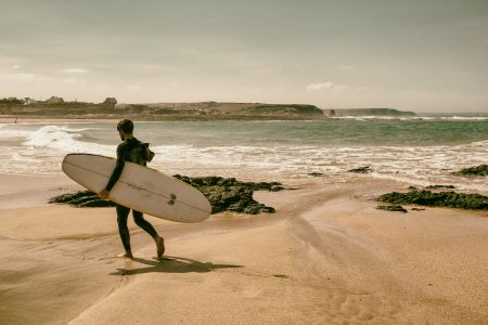 Cornwall Surfer Beach Free Stock Photo