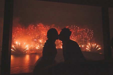 Couple and Fireworks Free Stock Photo