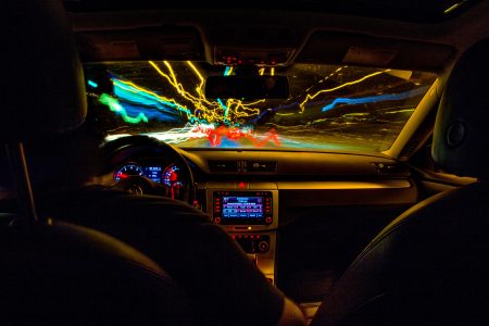 Driving at Night Free Stock Photo