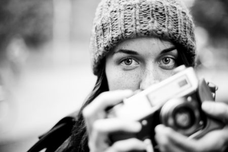 Girl Using Camera Free Stock Photo