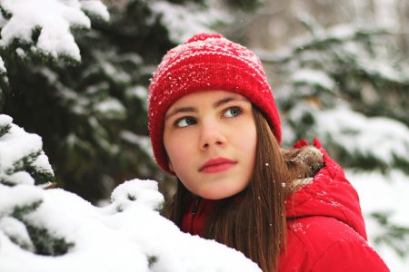 Girl in Winter Snow Free Stock Photo