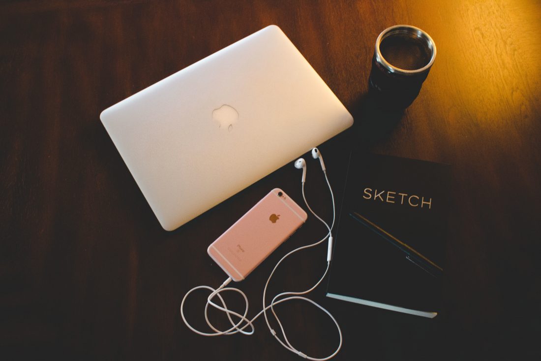 Free photo of Laptop, Book, Phone & Headphones