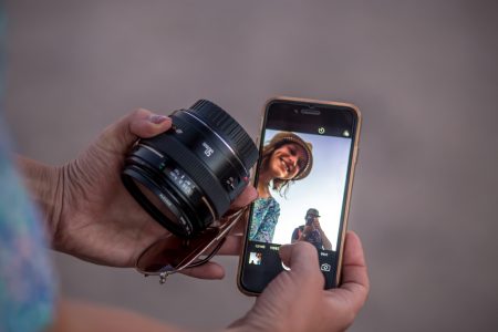 Camera Lens & Phone Free Stock Photo