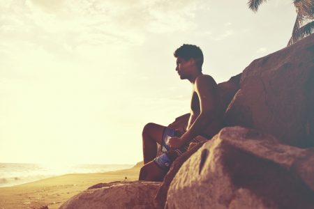 Man Relaxing At Beach Free Stock Photo