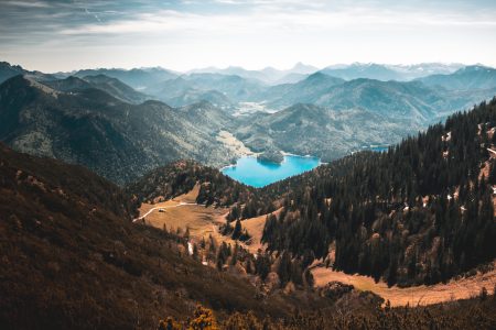 Mountains, River, Forest and Blue Lake Free Stock Photo