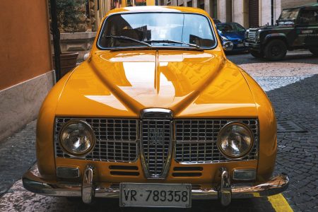 Old Yellow Car Free Stock Photo