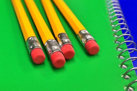 School Pencils on Desk Free Stock Photo