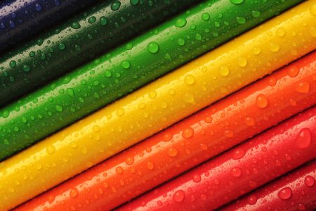 Wet Rainbow Colored Pencils Free Stock Photo