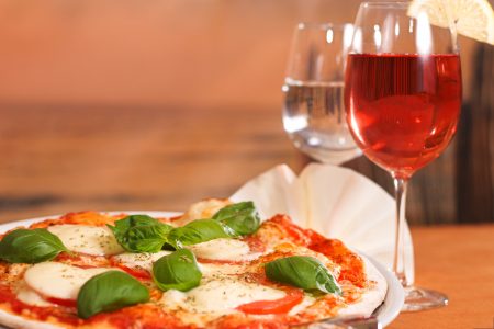 Pizza & Wine Free Stock Photo