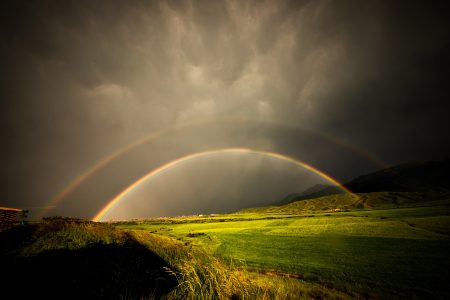 Rainbow During Storm Free Stock Photo
