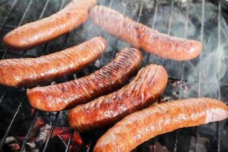 Sausage On Grill BBQ Free Stock Photo