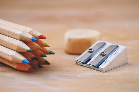 School Pencils & Sharpener Free Stock Photo