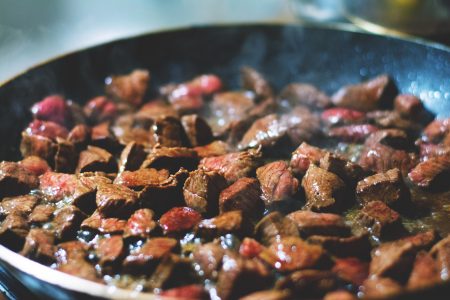 Beef in Frying Pan Free Stock Photo
