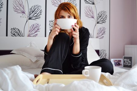 Woman Breakfast in Bed Free Stock Photo