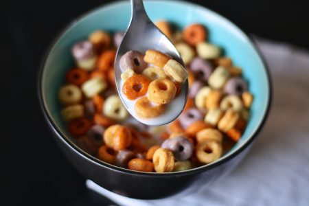 Breakfast Cereal Bowl & Milk Free Stock Photo