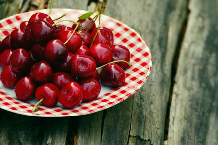 Cherries on Plate Free Stock Photo