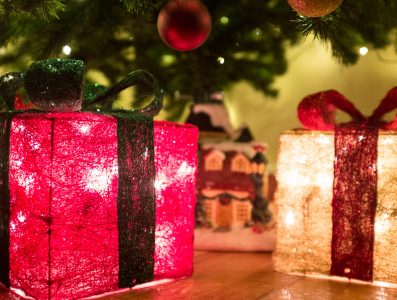 Glowing Christmas Parcel Free Stock Photo