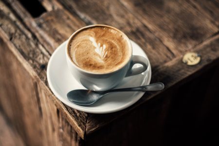 Cappuccino Coffee on Rustic Wooden Table Free Stock Photo