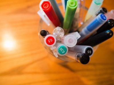 Collection Pen Color Wood Desk Free Stock Photo