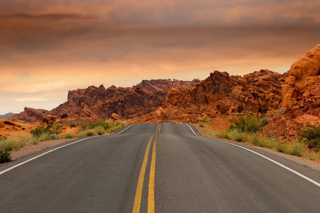 Free photo of Desert Road at Sunset