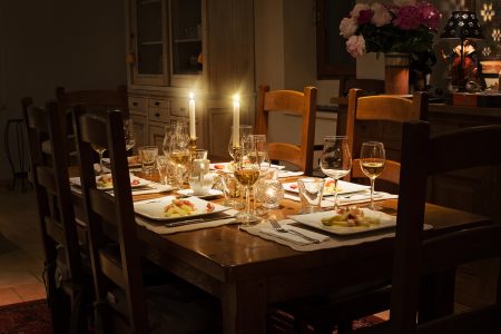Dinner Table with C&les Free Stock Photo