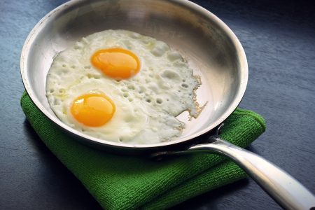 Fried Eggs in Pan Free Stock Photo