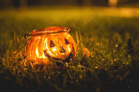 Halloween Candle Light at Night Free Stock Photo