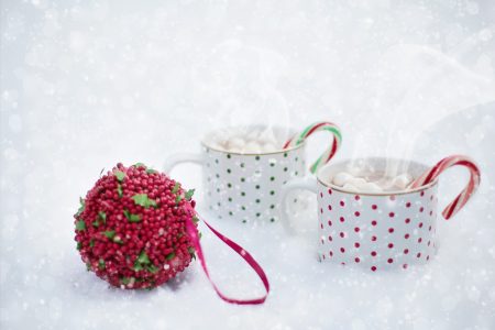 Christmas Hot Chocolate in Snow Free Stock Photo