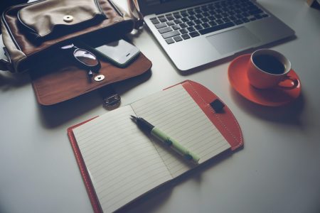 Laptop, Mobile, Coffee & Notebook Free Stock Photo