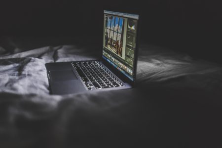 Laptop at Night Free Stock Photo