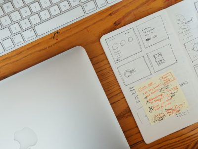 Computer  & Wireframes Free Stock Photo