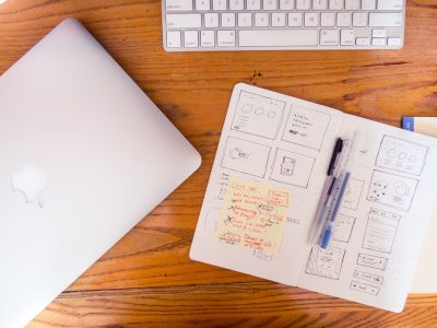 Computer, Wireframe & Sketch Notebook Free Stock Photo