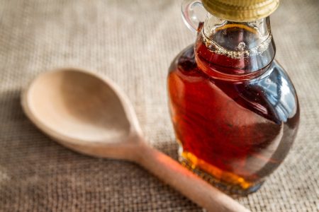 Maple Syrup & Wooden Spoon Free Stock Photo