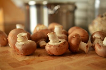 Mushrooms in Kitchen