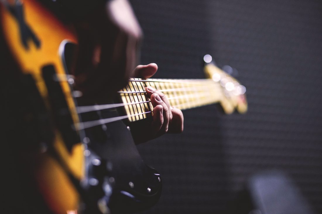 Free photo of Playing Electric Bass Guitar