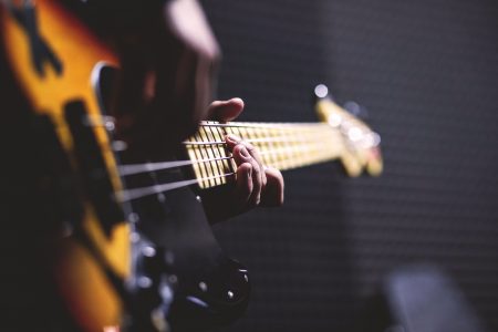 Playing Electric Bass Guitar Free Stock Photo