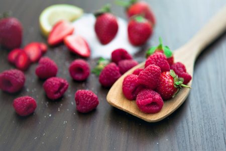 Raspberries Fruits on Spoon Free Stock Photo