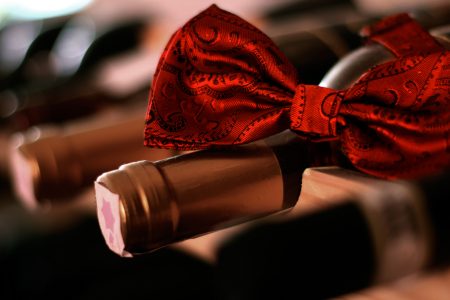 Red Wine with Bow Free Stock Photo