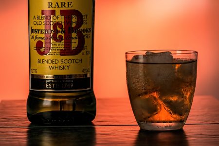Scotch Whisky Bottle & Glass Free Stock Photo