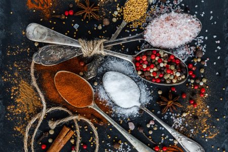 Spices on Spoons Free Stock Photo