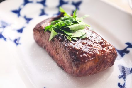 Steak on White Plate Free Stock Photo