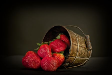 Strawberries Bucket Free Stock Photo