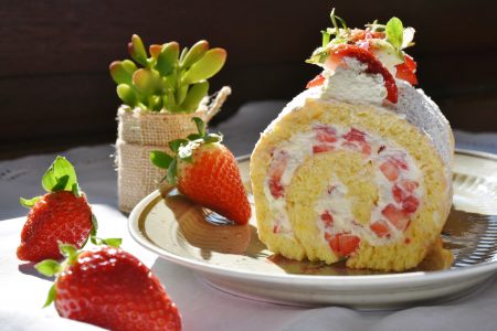 Strawberry Cake Roll Free Stock Photo